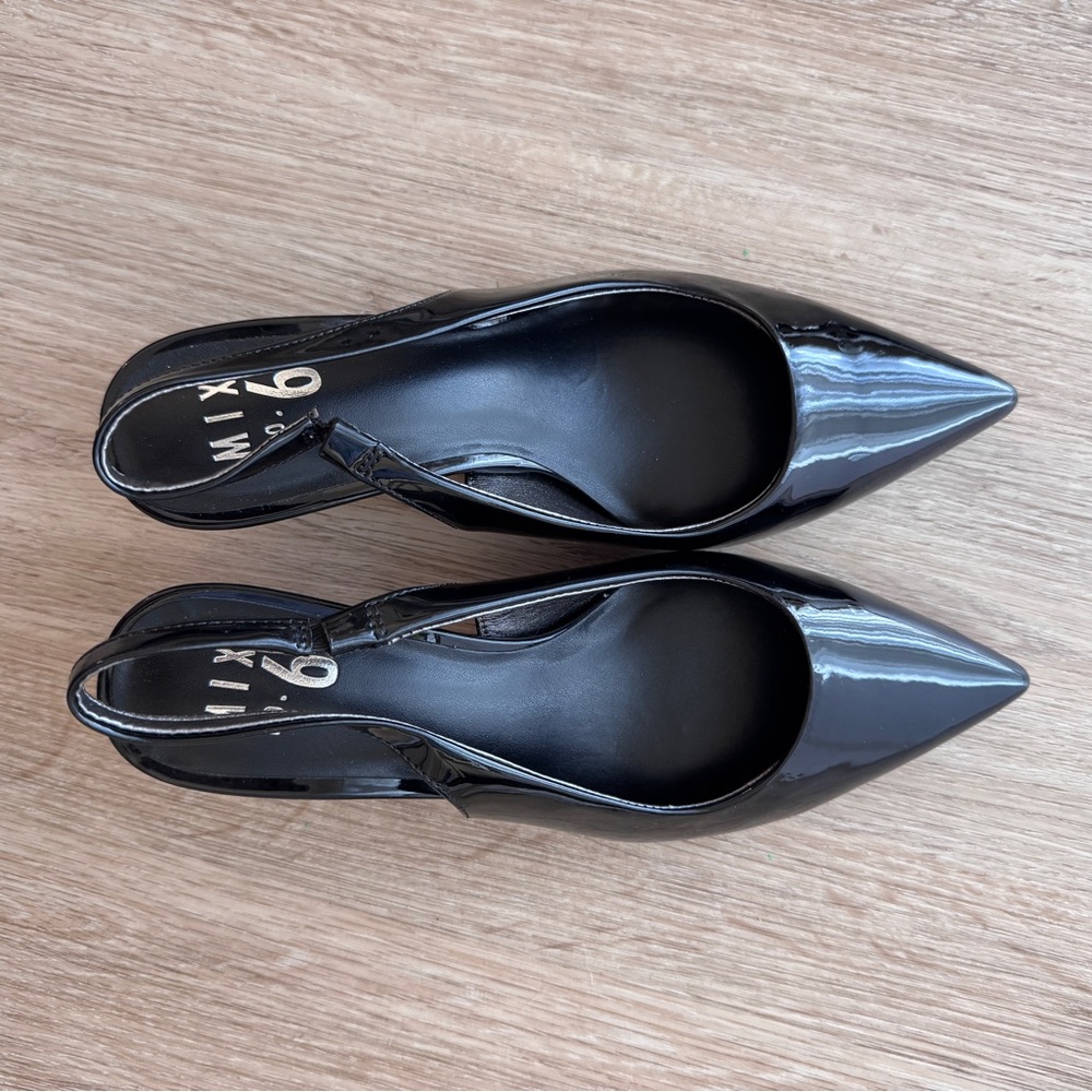 Mix No. 6 Black Patent slingback kitten Heels